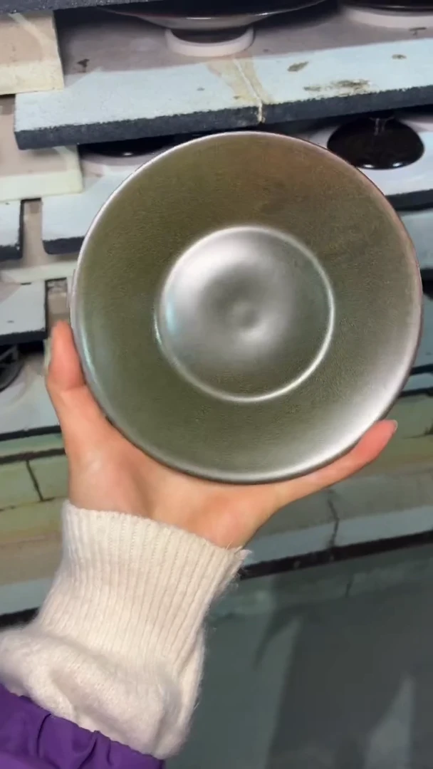 耀州窑仰山茶叶沫手工盘