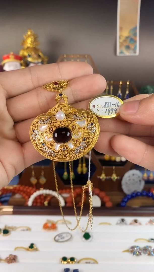 银S925镀金镶嵌项链玛瑙/玉髓蔷****?，831-16玛瑙吊坠