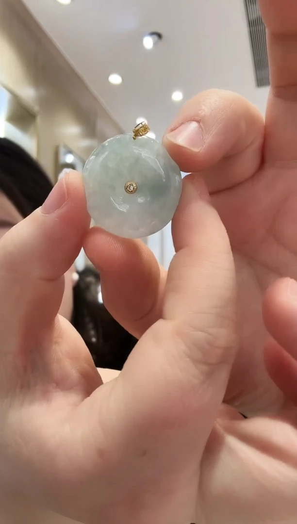 颈饰18K金镶嵌翡翠【13】平安扣