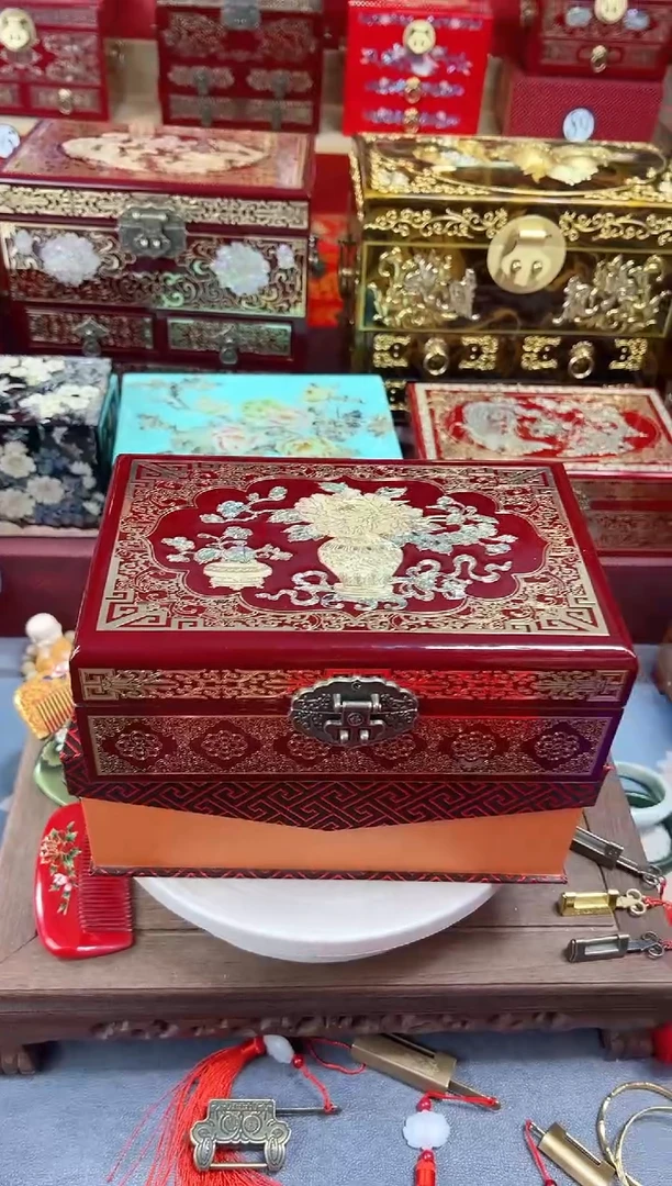 23厘米双层款掐丝螺钿镶嵌酒红平安富贵