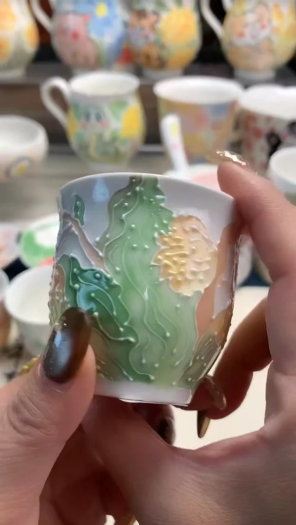 一味*手绘*玉露品茗杯