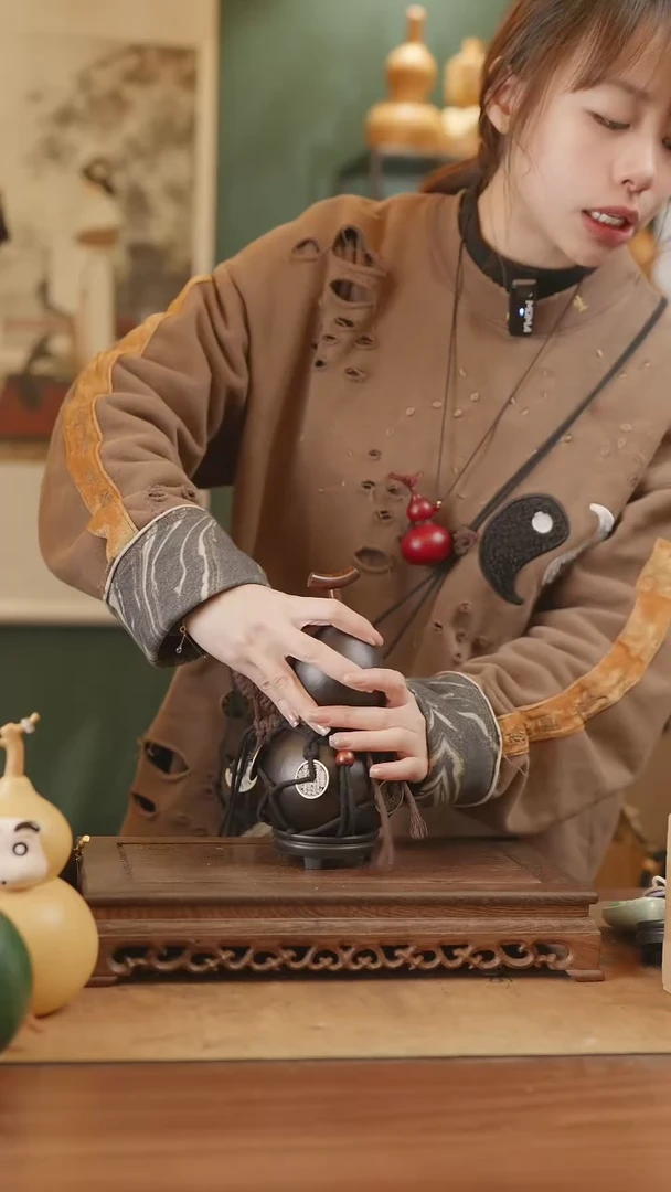 【闪购商品】318号精品天然大漆工艺防渗内胆酒葫芦~