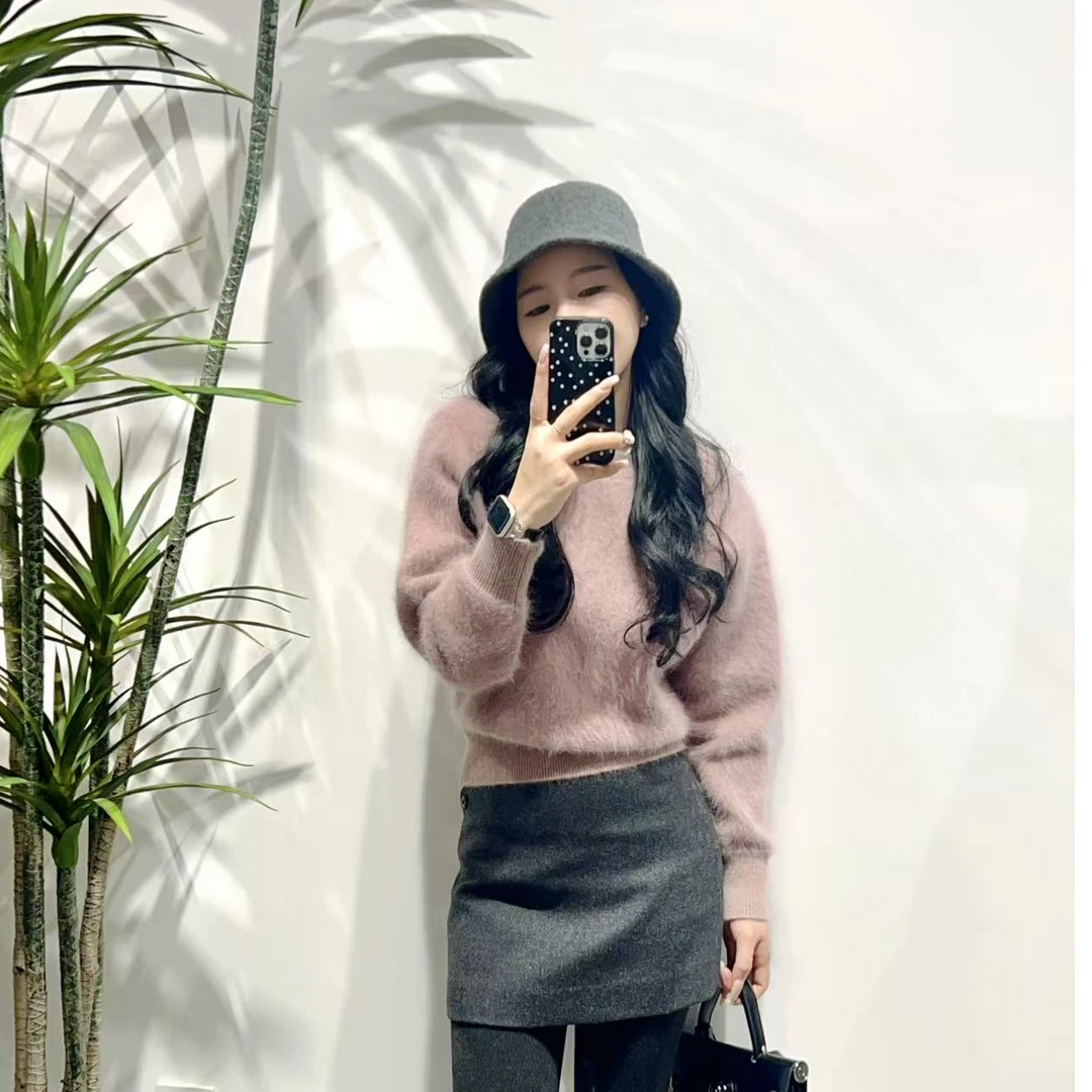 原创收腰圆领套头衫