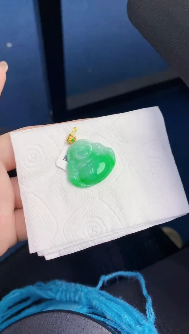 颈饰18K金镶嵌翡翠缅甸天然翡翠A货