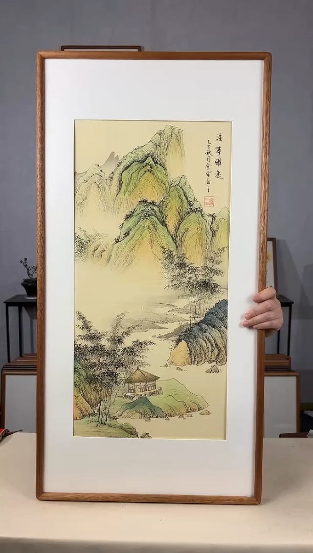 国画手绘*溪亭雅逸47*92cm带框发货