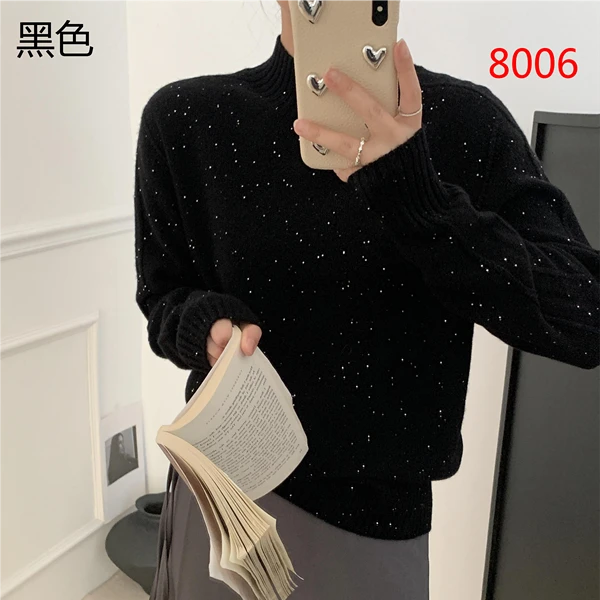 【漫妮】春秋季新款长袖半高领套头羊毛衫B8006