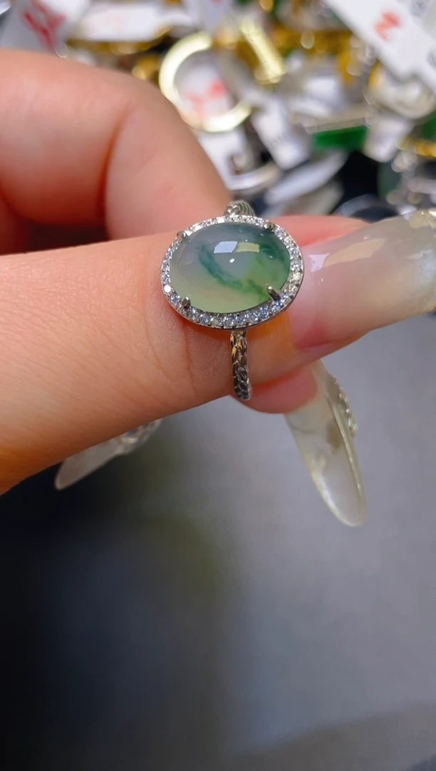 【闪购商品】翡翠耳饰银S925镶嵌天然A货翡翠1