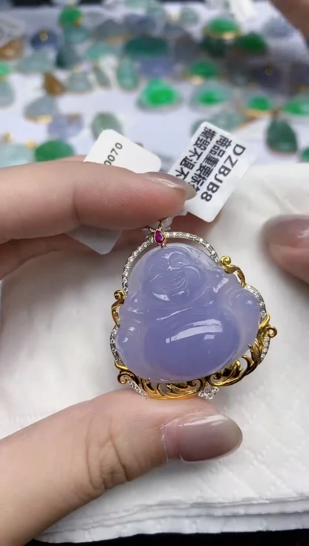 【闪购商品】翡翠颈饰18K金镶嵌天然翡翠A货