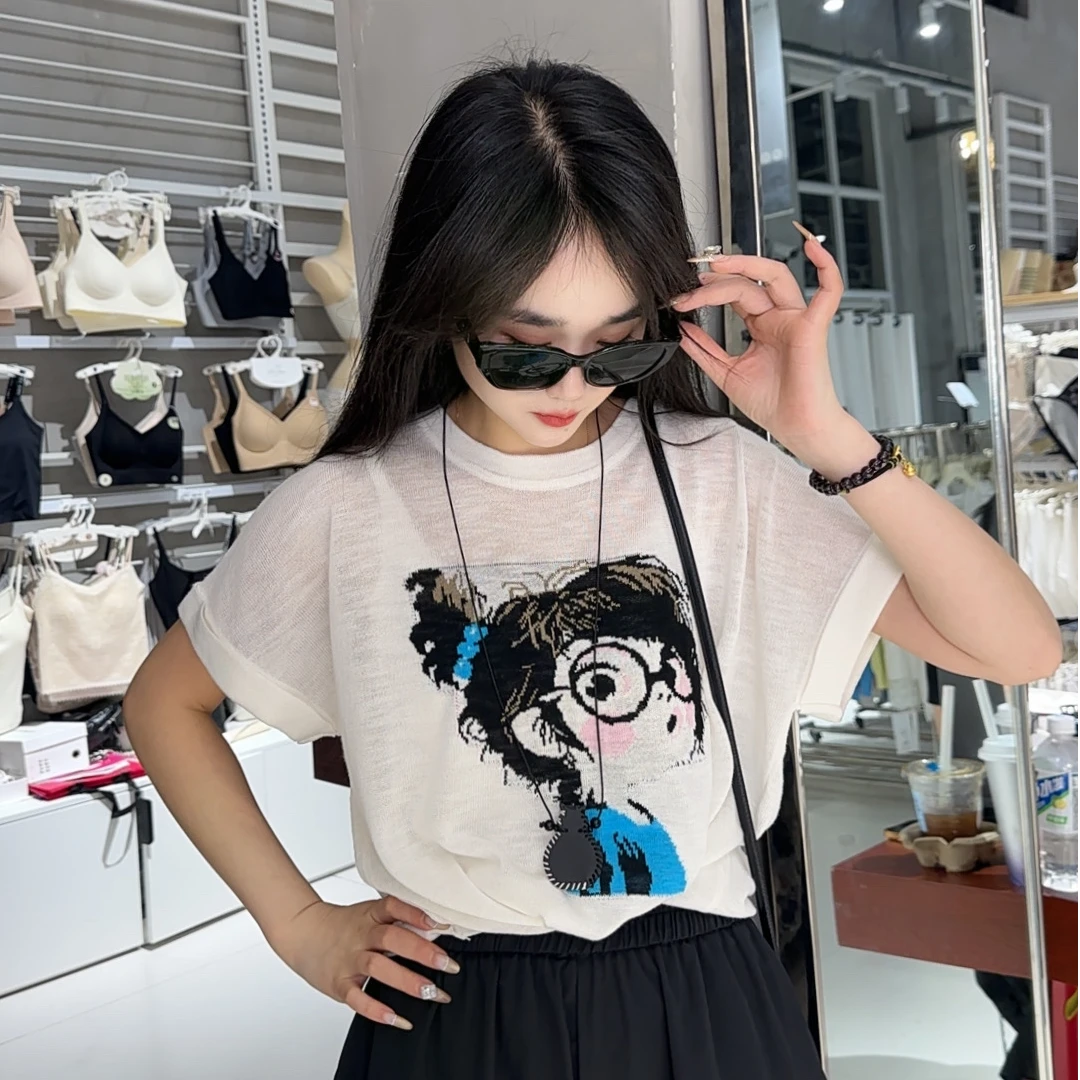 贝姐同款【小女孩薄针织】夏季新款~简约小女孩薄针织衫2220 sa