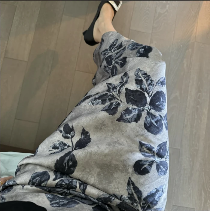 高定夏季显瘦时尚洋气百搭水墨印花鱼尾裙（巨显瘦，巨洋气）
