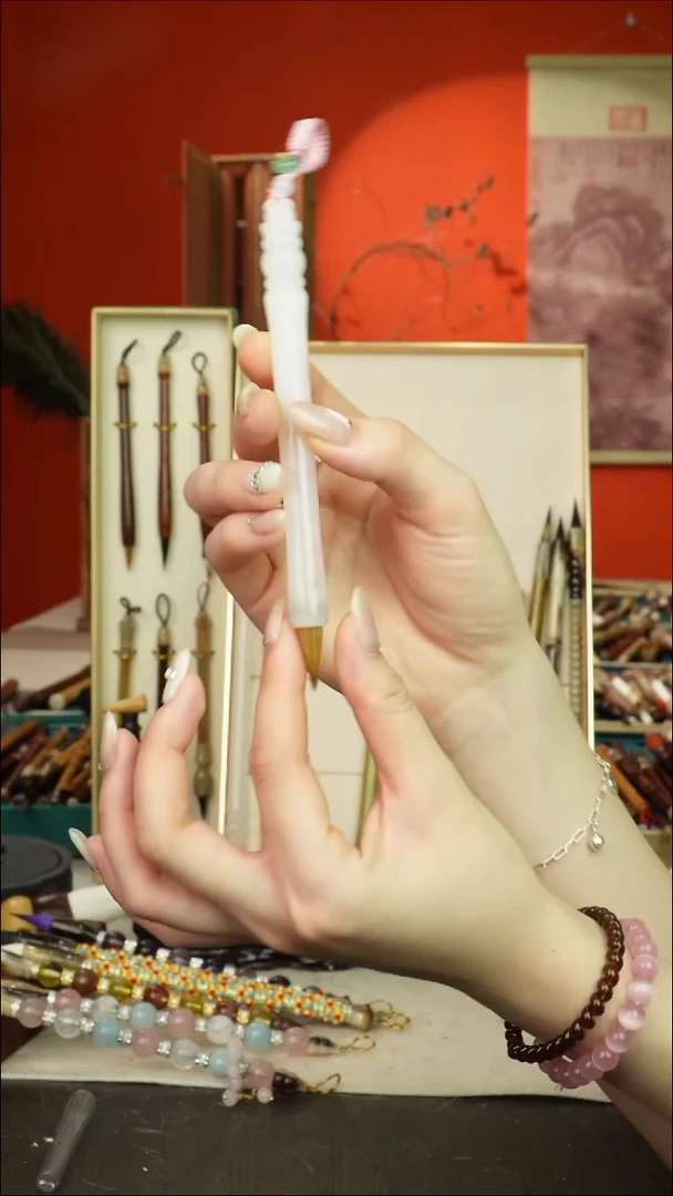 326号闪孤品高货毛笔链接 清水试笔 蘸墨不退