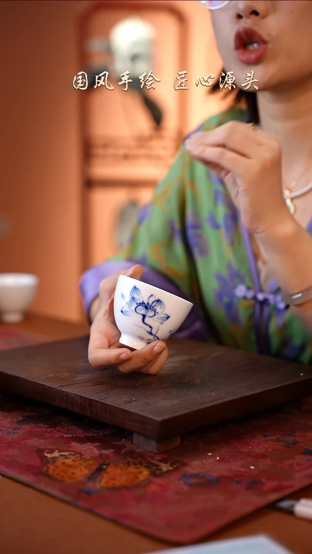 陶瓷景德镇釉中彩餐具鸡心杯100cc