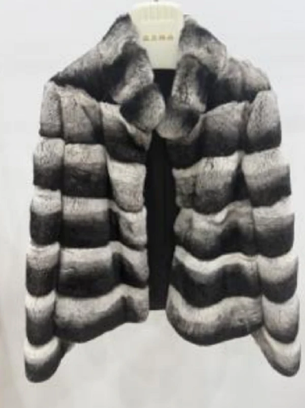 MDL012翻领条纹皮草女秋冬季新款复古皮草