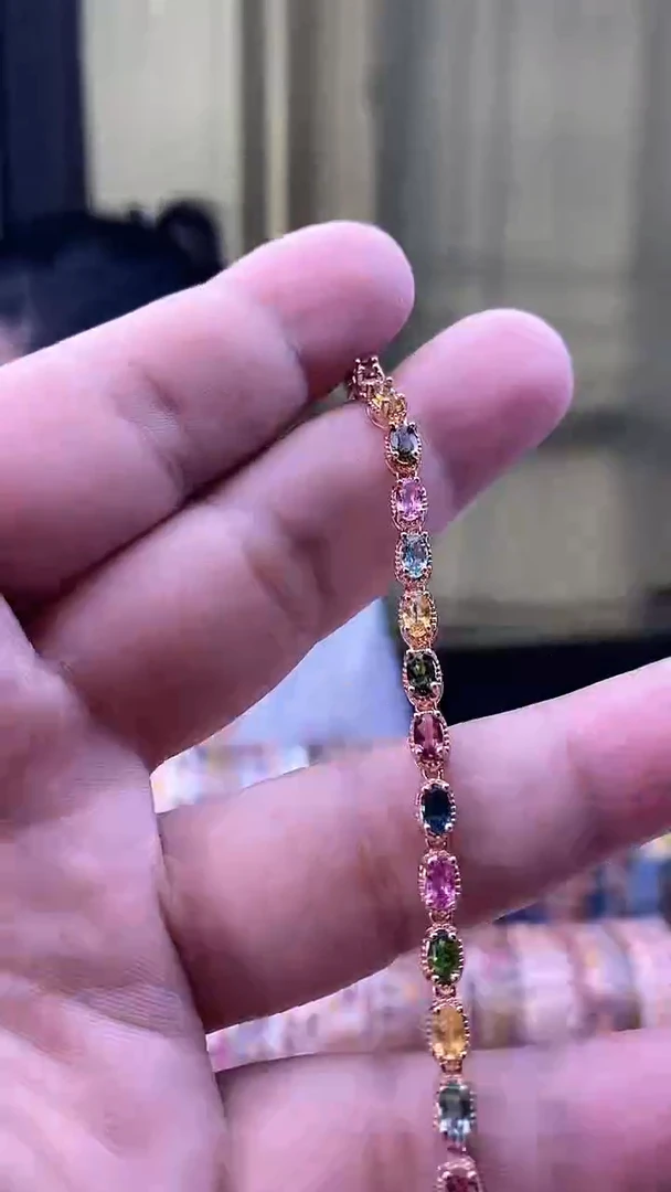 手链银S925镶嵌碧玺156166516115565