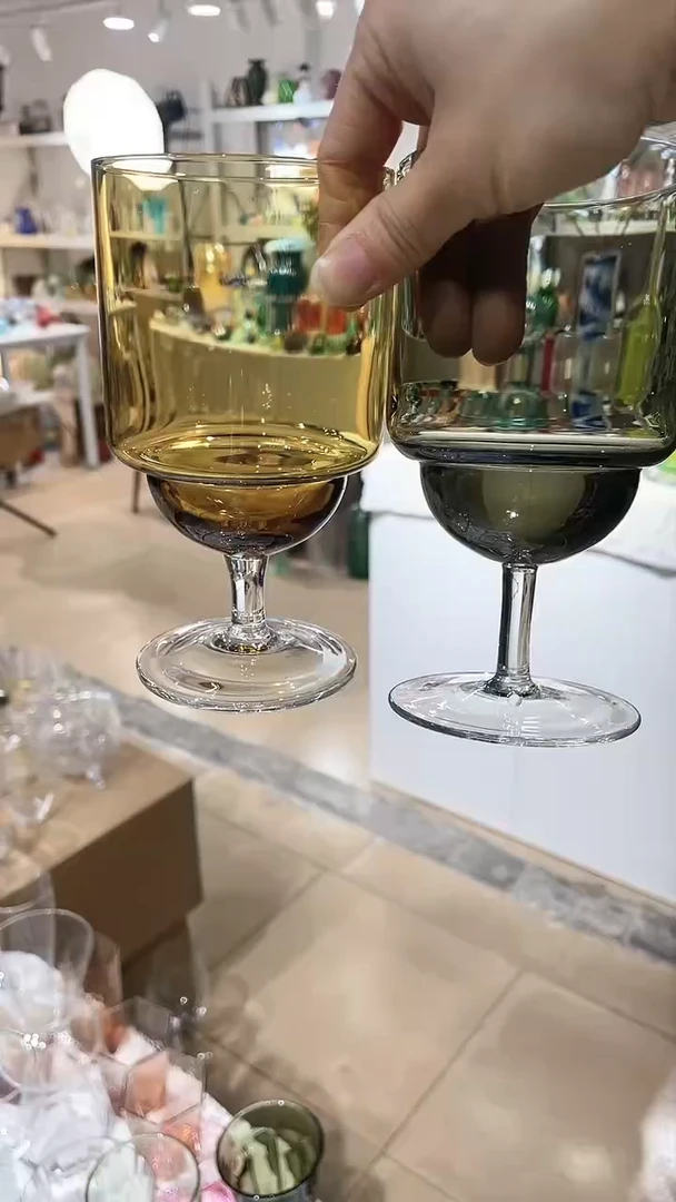 【闪购商品】水晶1只琥珀1只会色矮脚杯原色不是喷色