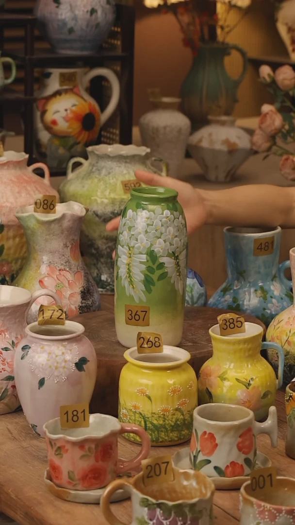 陶瓷367景德镇设计师手作花器摆件侘寂风