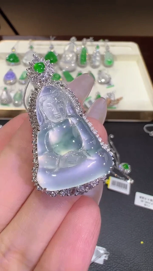 吊坠(不含链)18K金镶嵌翡翠翡翠