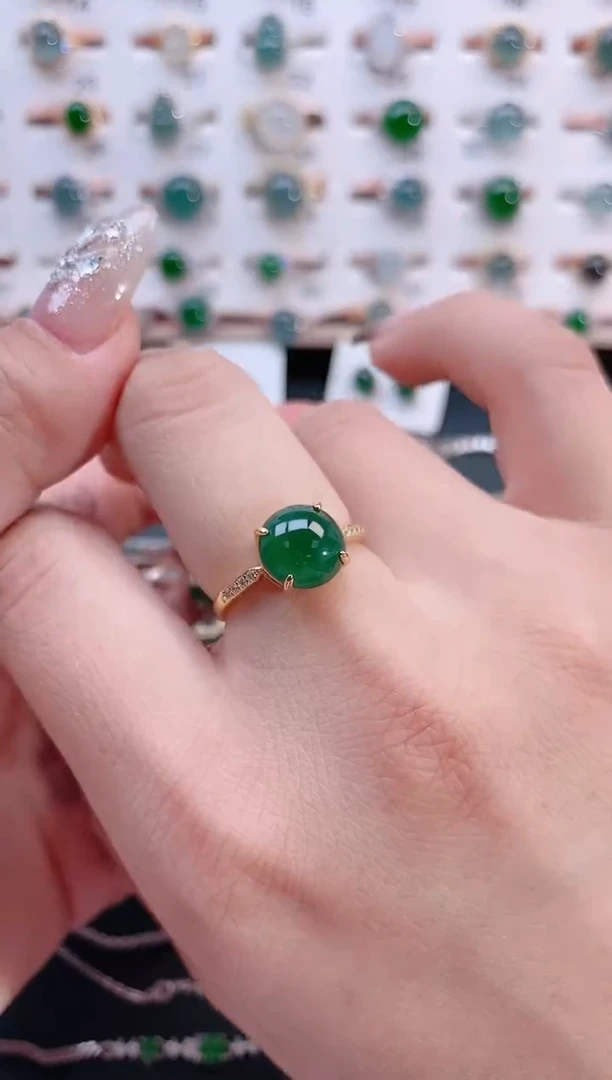 银S925镶嵌戒指翡翠天然翡翠