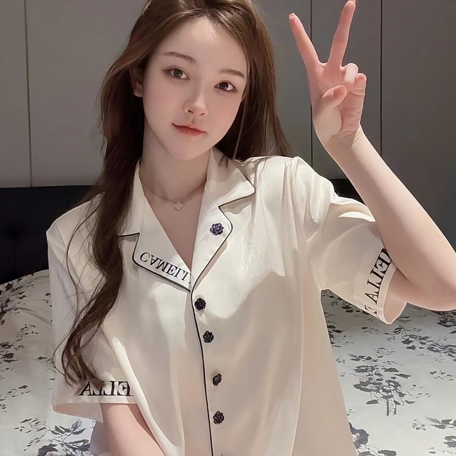 SIEOYJIEA/私迹【小香短袖三件套】女款气质时尚睡衣家居服套装