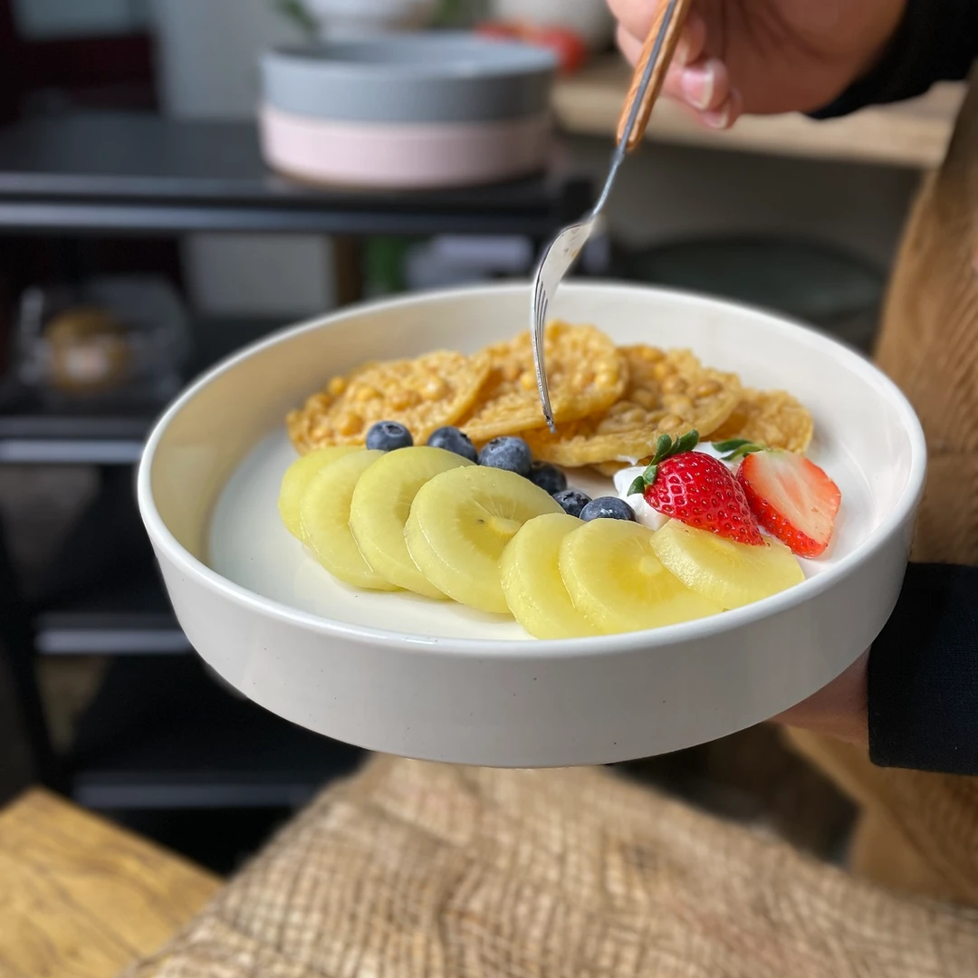 （小意家）9英寸陶瓷家用韩式折边简约（芝麻釉）大号深盘沙拉碗微瑕