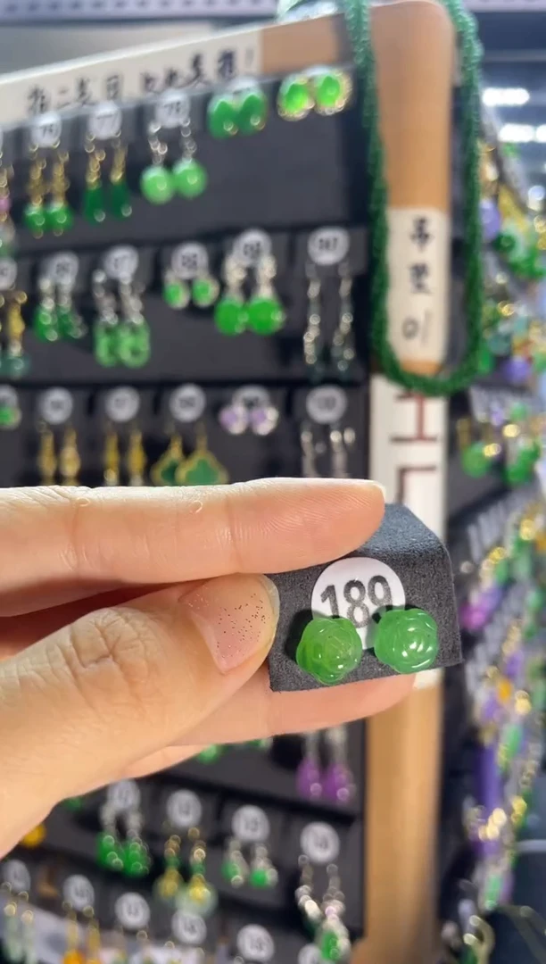 翡翠银S925镶嵌耳饰189