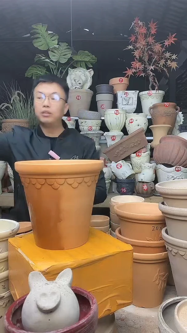 【闪购商品】缸1个20*18红陶巴洛克 无托