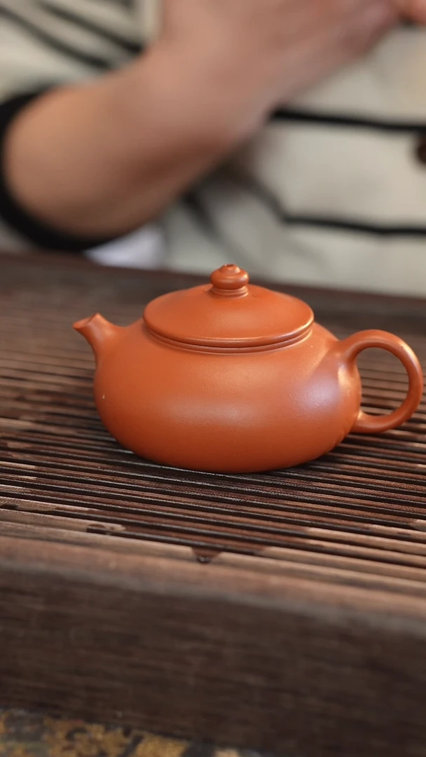 茶壶紫砂寒江 朱泥 半手工 170cc