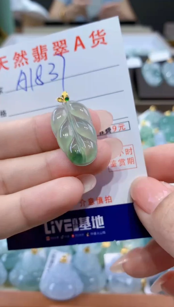 颈饰18K金镶嵌翡翠天然翡翠A货挂件