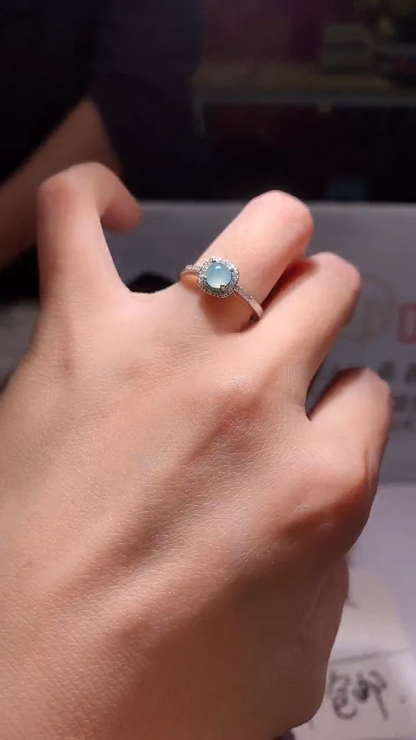 银S925镶嵌戒指翡翠A18