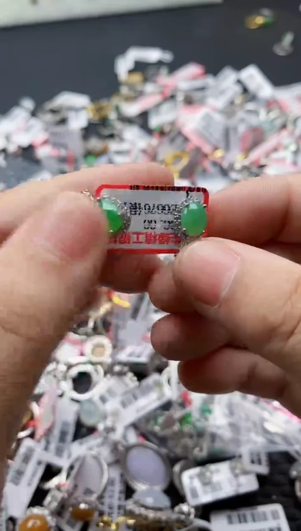 翡翠戒指银S925镶嵌7777---8