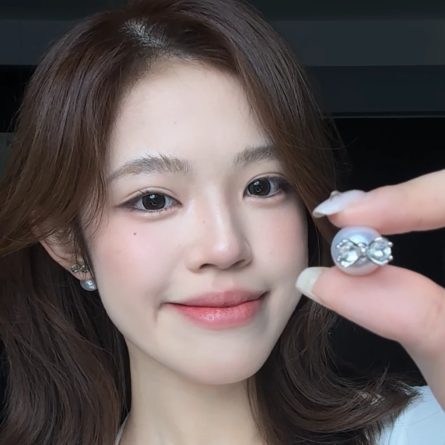 合金锆石耳饰 前后款设计耳饰2025新款珍珠耳环轻奢锆石蝴蝶结女