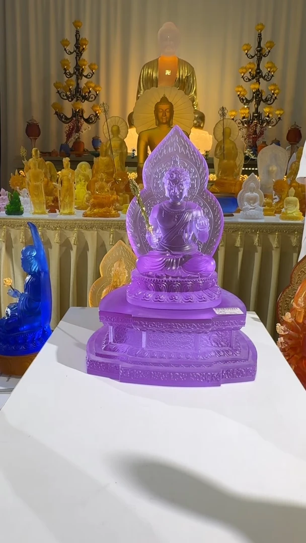 小****心匠门琉璃不动造像加紫色底座