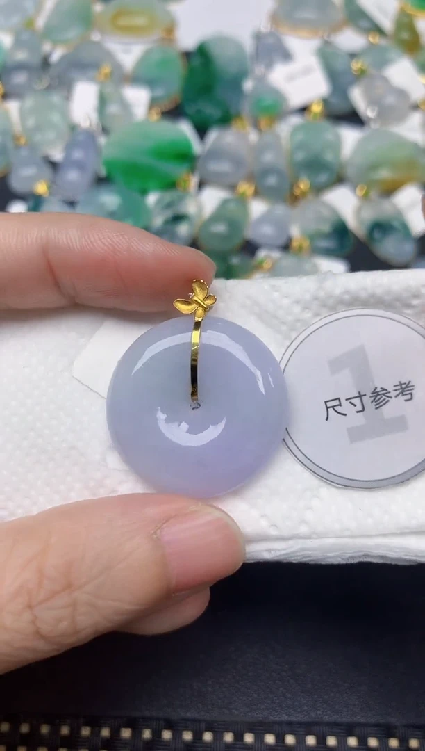 颈饰18K金镶嵌翡翠天然缅甸A货翡翠