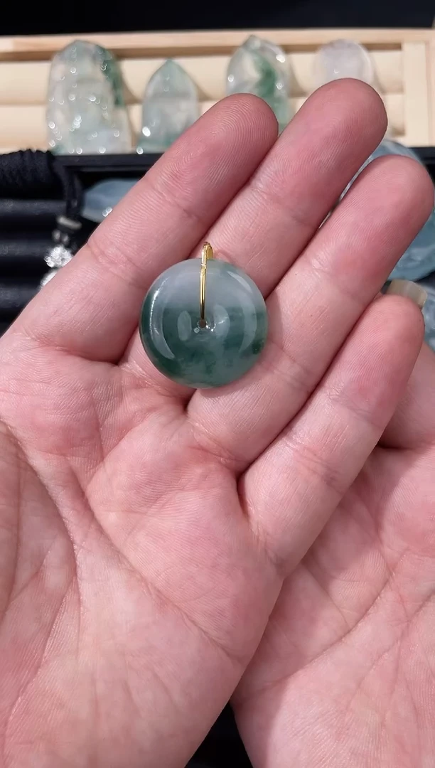 吊坠(不含链)18K金镶嵌翡翠久甜翡翠严选缅甸A货翡翠