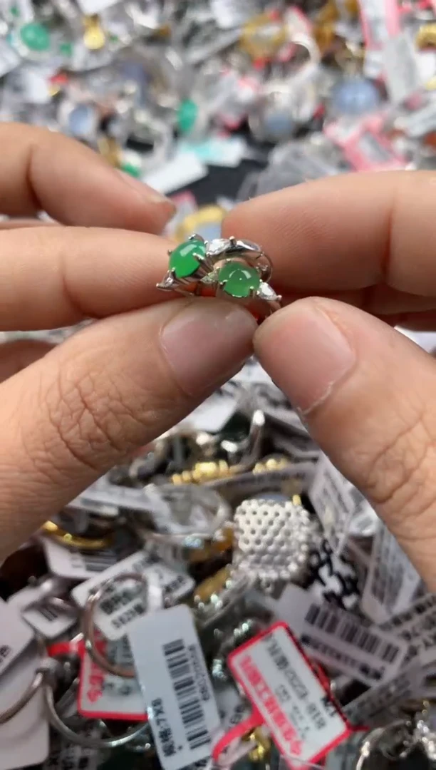 银S925镶嵌戒指翡翠14-14-14           9