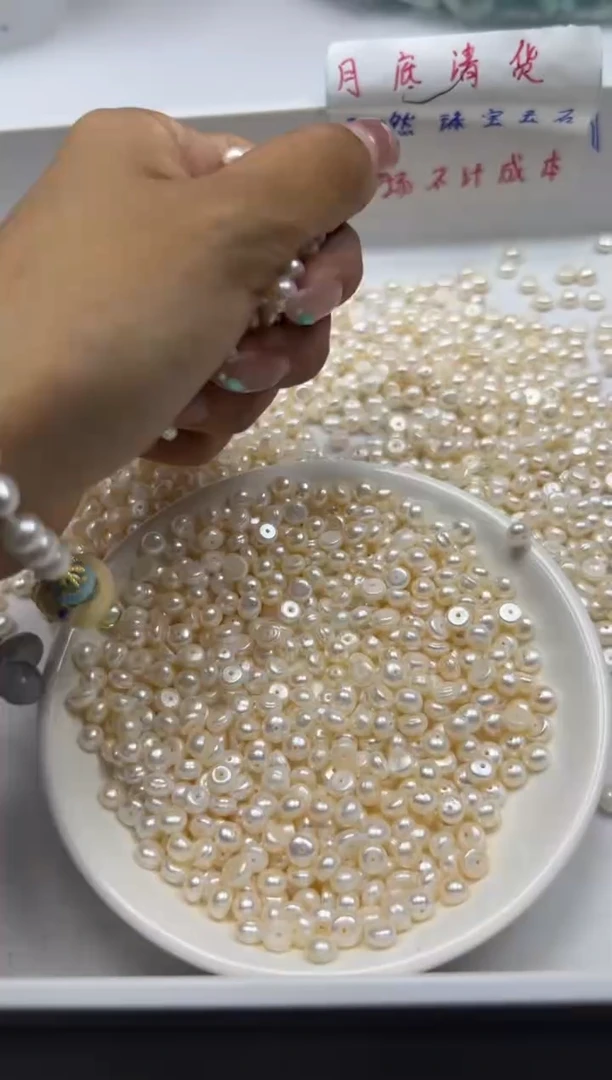 淡水珍珠未镶嵌颈饰w287面包珠珍珠5*3mm*20颗