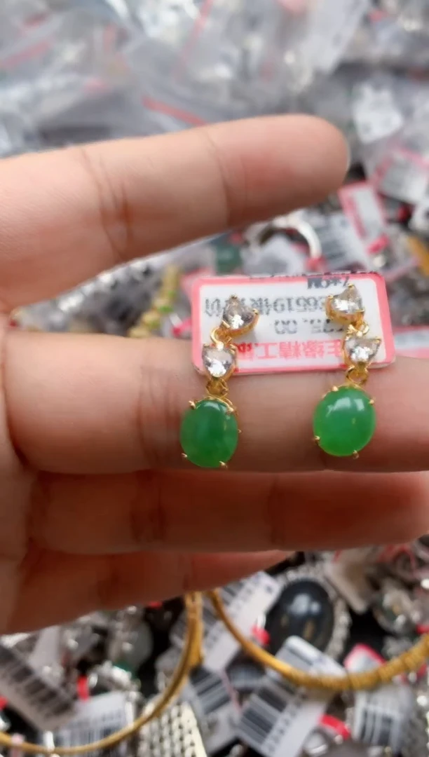 银S925镶嵌戒指翡翠天然A货缅甸翡翠