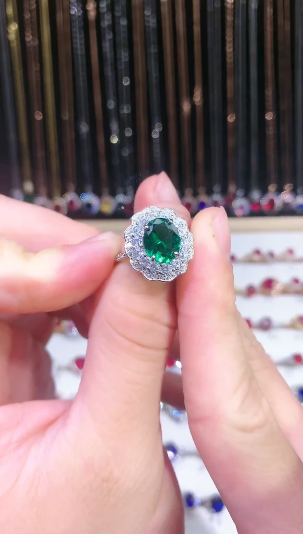 【闪购商品】透辉石戒指银S925镶嵌11111