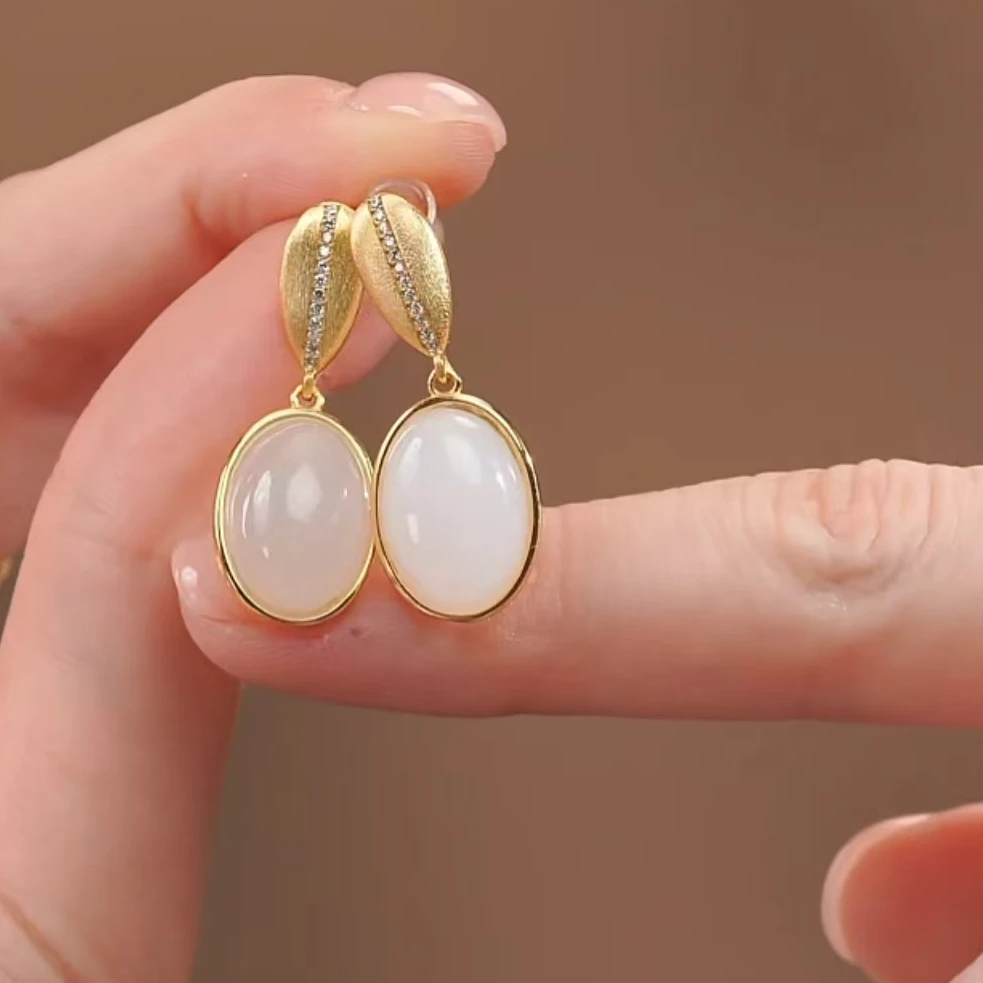 【芮初珠宝】和田玉百搭耳环   Y06（多样性发其一）