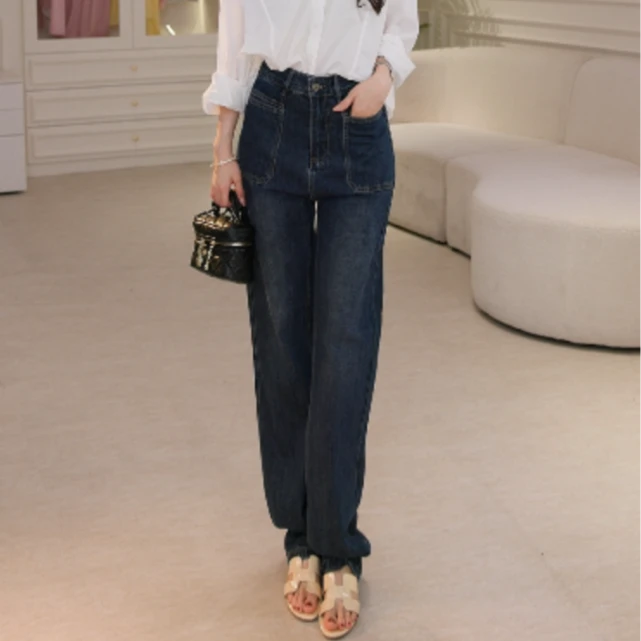 Basic House/百家好长裤高腰春季牛仔裤阔腿时尚百搭B0603B59042