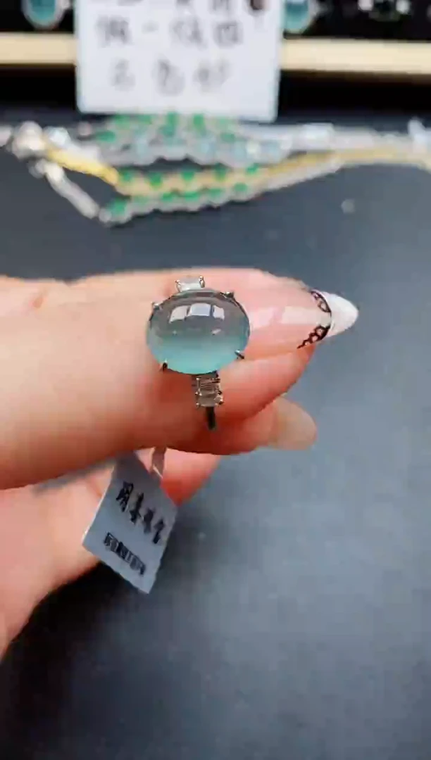 翡翠戒指银S925镶嵌321312