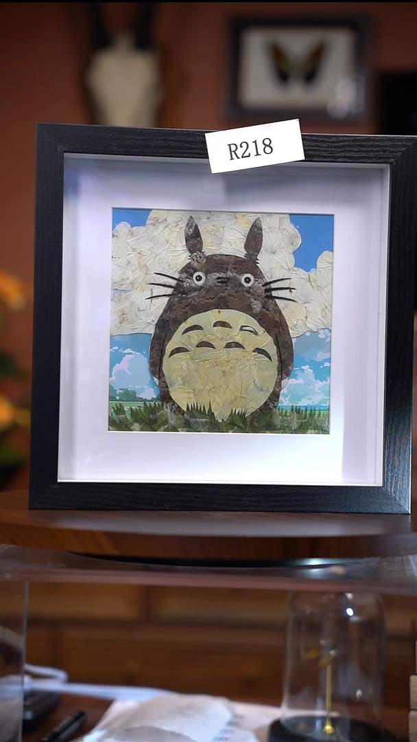 R218     龙猫蝶翅画   真蝴蝶翅膀纯手工制作    拍下不退不换