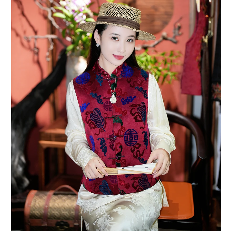 蓝大【蒲公​​英​​ ​​】新中式桑蚕丝马夹5433