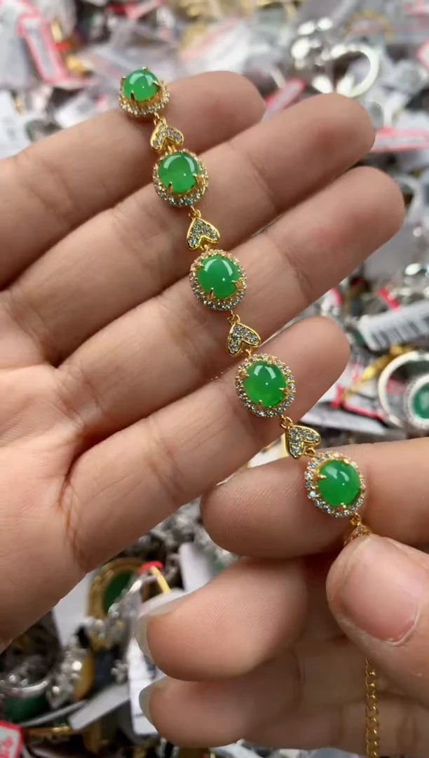 银S925镶嵌戒指翡翠4444----6