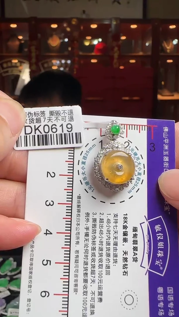 翡翠18K金镶嵌颈饰DK0619冰黄平安扣