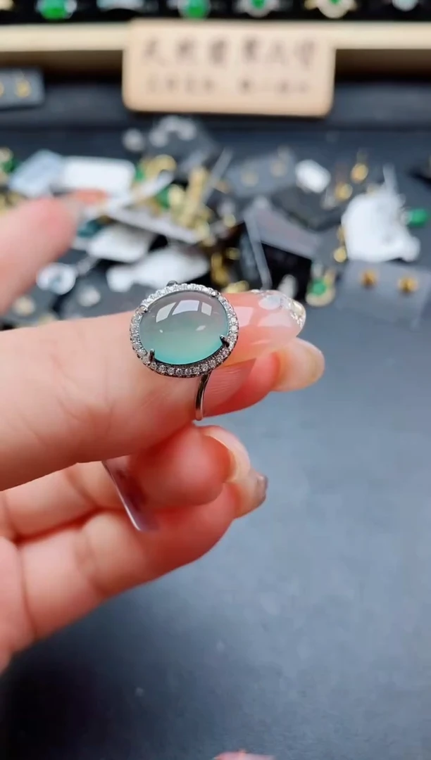 银S925镶嵌戒指翡翠1