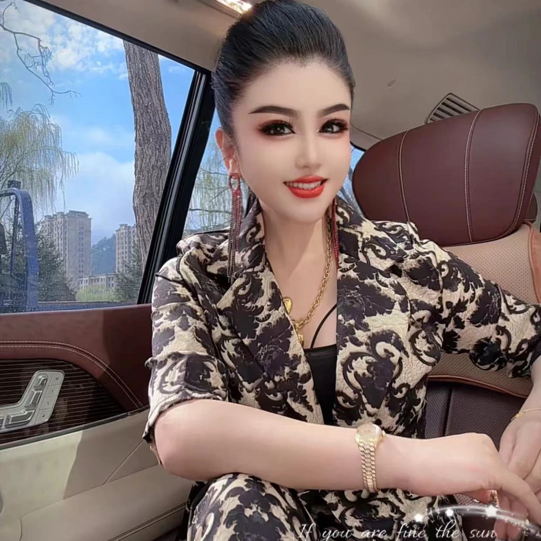 1236 韩版修身显瘦高端时尚外套+裤子两件套