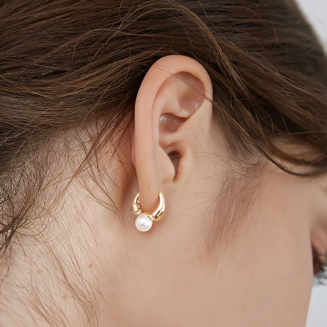 925银耳饰 轻奢珍l珠耳环韩版网红气质耳圈耳扣女耳饰法式高级感