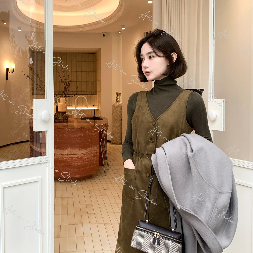 【ART ME】无袖V领镂空花边自带复古肌理感收腰连衣裙w2091t2