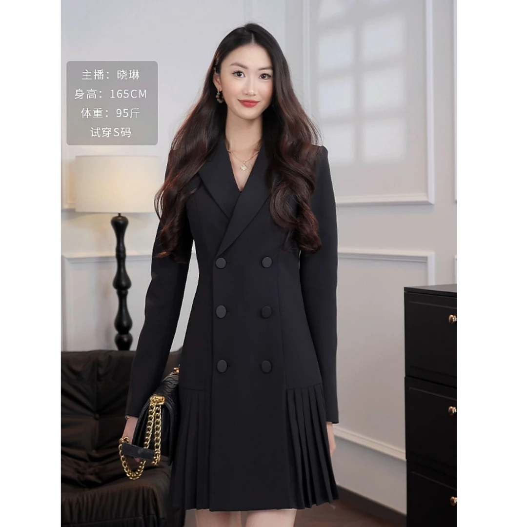 aui欧洲站黑色小西装外套女2025春气质女装职业装西服裙19C043729